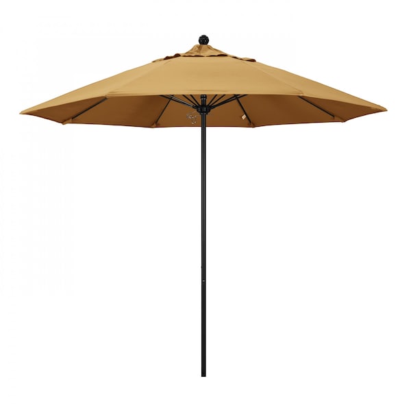 California Umbrella 9' Black Aluminum Market Patio Umbrella, Sunbrella Wheat 194061335246 - main